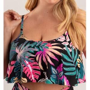 Shapermint Essentials Women Tropical Ruffled Swim Bikini Top Size 3XL Multi NWT